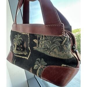 Tommy Bahama Tropical Brown Top Handle Bag Zip Closure Inner Pockets